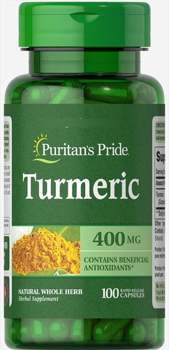 Puritans Pride Cúrcuma 400 Mg Cápsulas, 100 Unidades