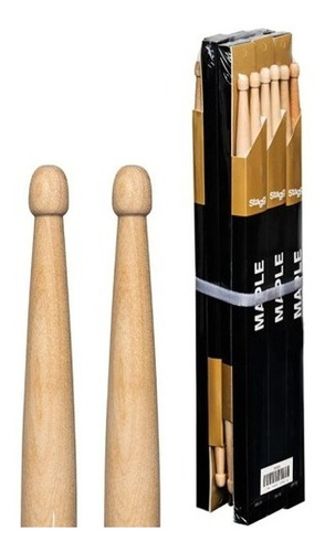 Baquetas Palillos Bateria Stagg 5b Madera Maple Pack X 12