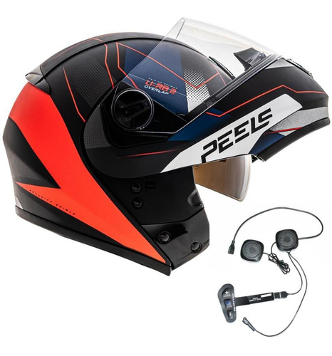 Capacete Peels U-rb2 Overlab Azul + Smart Trip Comunicador