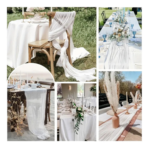 Mantel Table Runner Semitransparente, Gasa, 6 Unidades