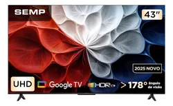 Smart Tv Semp 43 Polegadas Led Hva 4k S62 Wifi Bluetooth Google Tv 3 Hdmi Hdr10+ Dolby Audio 43s62 - R$ 1.376