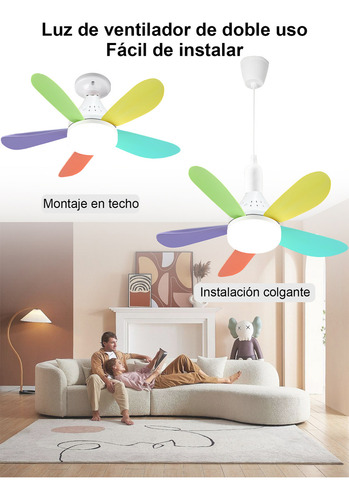 Ventilador De Techo Con Luz Lampara De Ventilador E27 30w