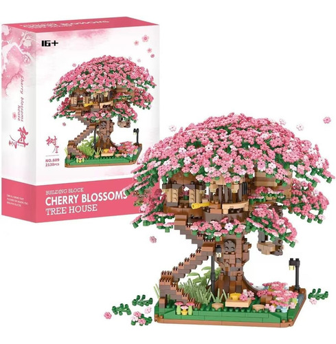 Fulholpe Street View Cherry Blossom Bonsai Tree Bricks Model