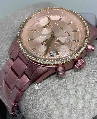 Reloj Michael Kors Cronógrafo Mujer En Aluminio Rosa Mk6753