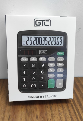 Calculadora 12 Dígitos Grandes 15x12cm Carga Solar Negro
