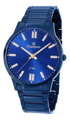 Relógio De Pulso Azul Champion Slim Analógico Cn21096k