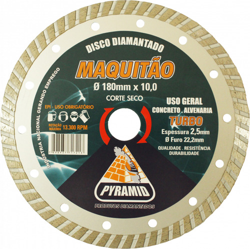 D. Diamantado Turbo 180 X 22,2/20 Corte Seco Pyramid