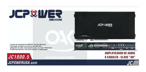 Imagen 4 de 4 de Amplificador Jc Power Jc1800.5 5 Canales Clase Ab 2500w Max
