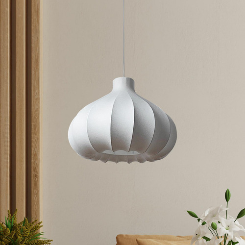 Lámpara De Techo Con Pantalla De Seda Estilo Luces Blancas