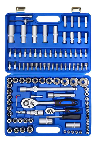 Kit De Herramientas Combinado Llave Tubos 108 Piezas Maletín Azul