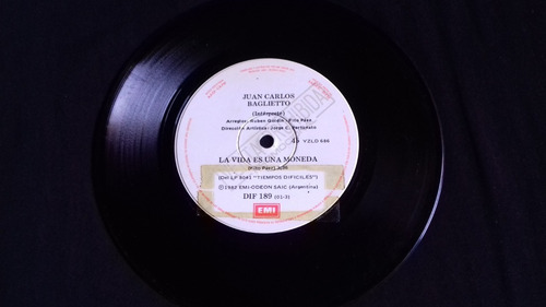Single Juan Carlos Baglietto - La Vida Es Una Moneda (Usado)
