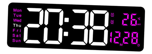 . Reloj De Pared Digital, Luz Nocturna Colorida, Control