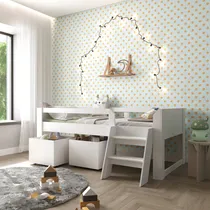 Comprar Cama Infantil Com Escada E 2 Baús Serena Yescasa Branco