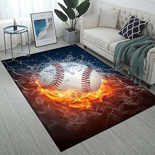 Alfombra De Área Con Diseño De Béisbol Ormis Fire, Alfombra 