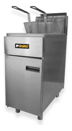 Freidora Industrial A Gas Lp Rhino 2 Canastillas 24 Litros Color Gris