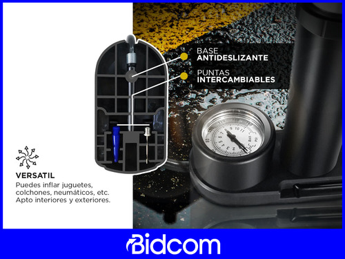 Mini Inflador A Pedal Gadnic + 2 Boquillas Intercambiables
