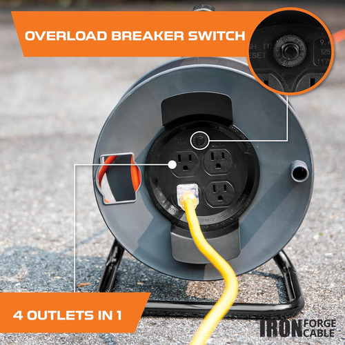 Iron Forge 50 Ft Extension Cord Reel With 4 Electrical ...
