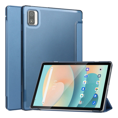 Funda De Piel Azul De 3 Pliegues Para Blackview Tab 12/12 Pr