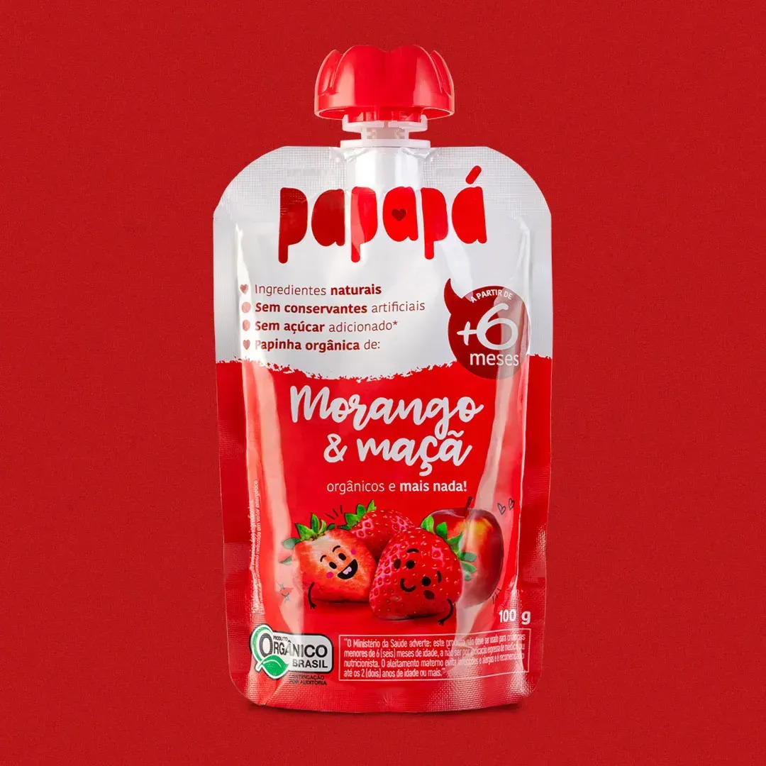 Papinha Orgânica Papapá Morango E Maçã 100g