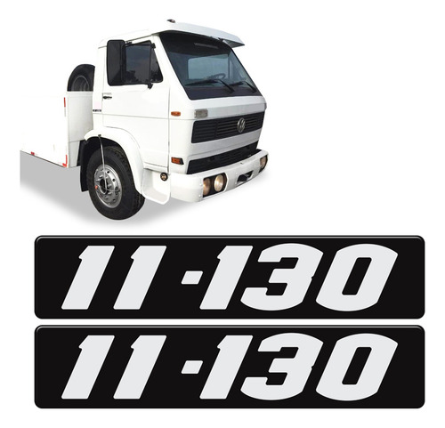 Par Adesivos Para 11-130 Emblema Preto Caminhão Genérico