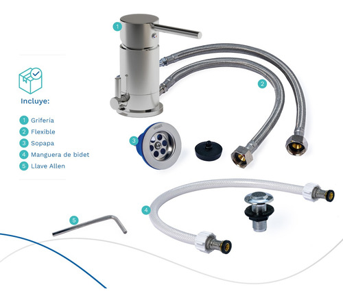 Griferia Baño Vasser Lyra Monocomando Cromado Bidet Metal