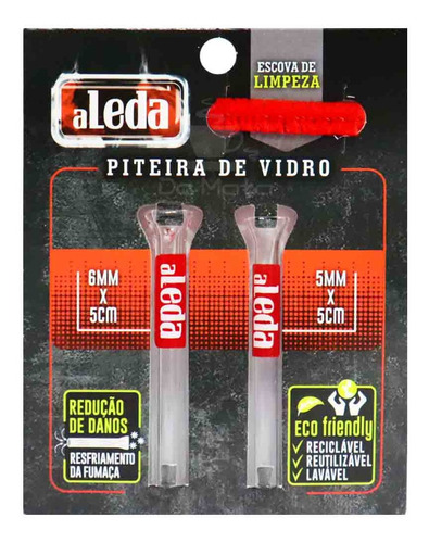 Kit De Piteira De Vidro Aleda 5mm E 6mm Tabacaria Atacado