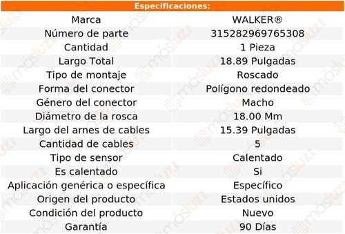 Sensor O2 Ox Izq/der Jeep Cherokee 2.4l 4 Cil 14/19 Walker
