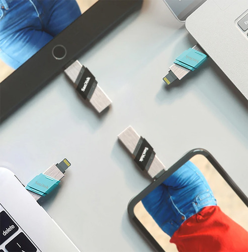 Sandisk Pen Driver (64gb) Lightning Dual Pc Usb 3.1 Ixpand