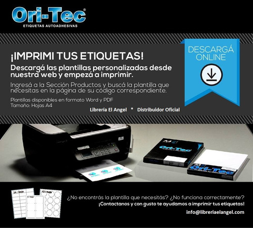 Etiqueta Oritec A4 Impresoras Laser O Inkjet X100 Tipo Avery