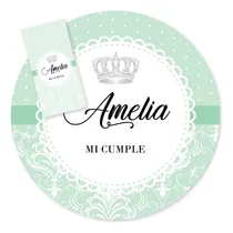 Comprar Kit Imprimible Coronita Plata Textura Verde Agua Tukit