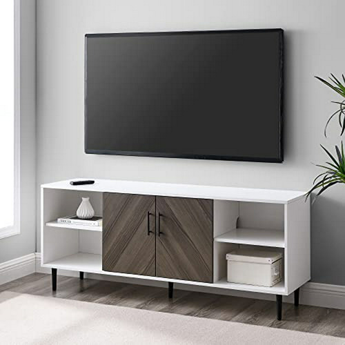 Mueble Tv 2 Puertas Mod. Caye Hasta 65'', 58'', Marrón Ceniz