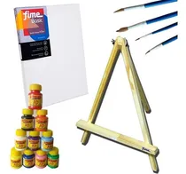 Comprar Set Pintura Niños Adultos Pinceles Atril Madera Bastidor C33