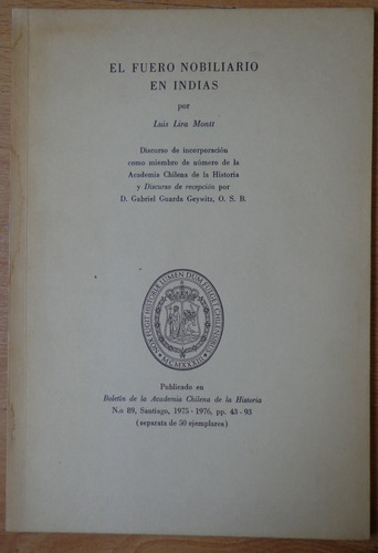 Lira Montt Fuero Nobiliario Indias 1975