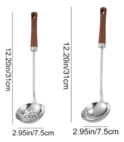 Juego De Cucharas De Sopa Y Cucharones Ranurados De Acero In
