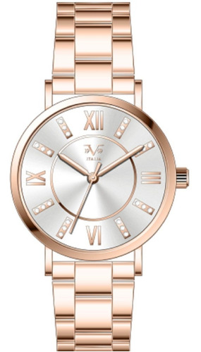 Reloj De Mujer V1969 Italia Oro Rosa Números Romanos