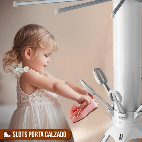 Tendedero Ropa Zapatillas Retractil Vertical Tender Ruedas Blanco