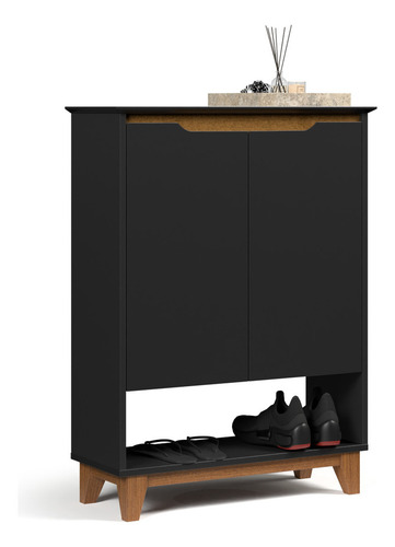 Comprelar Cômoda Multiuso Sapateira Armário Multiuso Organizadora Hall De Entrada Luxo Hall Flow Cor Preto