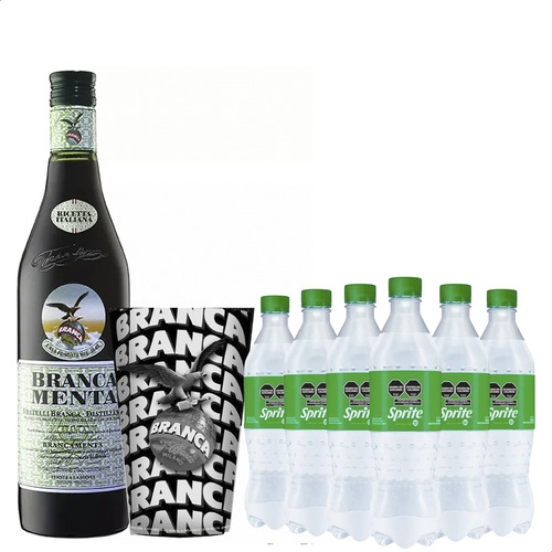 Fernet Branca Menta + Vaso + X6 Gaseosa Sprite - Combo