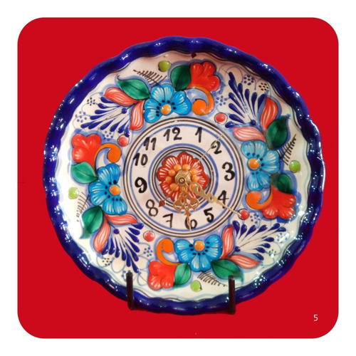 Imagen 1 de 2 de Reloj De Talavera Poblana Redondo Color Trd. 20 Cm Mod 5 Rlj