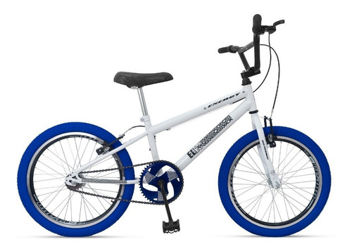 Bicicleta  bmx freestyle infantil Ello Bike Energy aro 20 cor branco/azul com descanso lateral