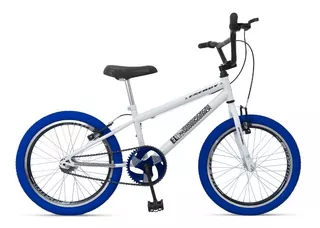 Bicicleta bmx freestyle infantil Ello Bike Energy aro 20 cor branco/azul com descanso lateral