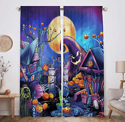 Allenjoy Halloween Pesadilla Tema Cortinas De Ventana K9y36