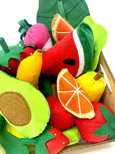 Imagem 8 de 8 de Comidinha Feltro Kit Pedagógico Frutas Legumes No Caixote Gr
