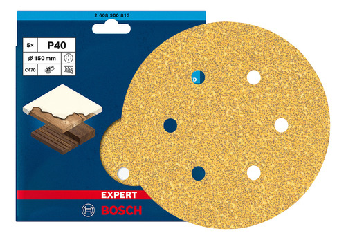 Disco De Lixa Bosch Expert C470 150mm Grão 40 5 Peças