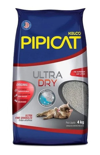 Areia Sanitária Pipicat Kelco Ultradry Grãos Ultrafinos 4kg