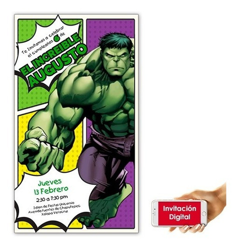 Invitación Digital - Hulk - Personalizada