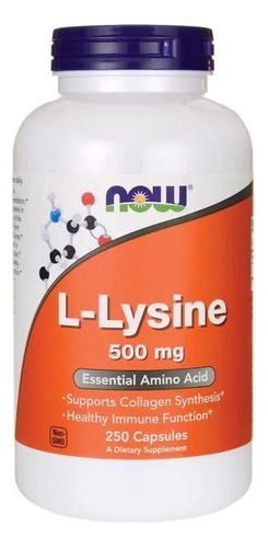 L Lysine Lisina 500 Mg 250 Caps Recuperacion Sistema Inmune 