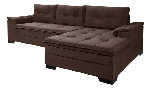 Sofá 3 Lugares Com Chaise Suede Aveludado Império