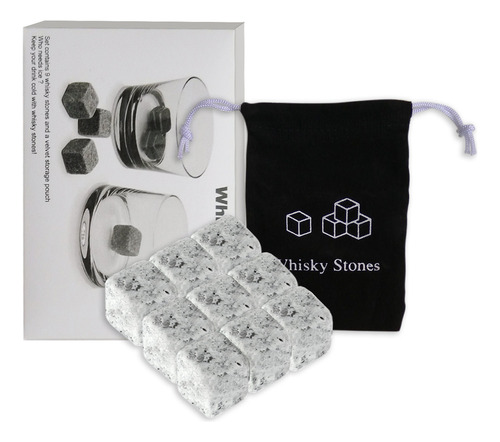 Juego De Piedras Para Whisky: 9 Granite S Con Bolsa De Terci