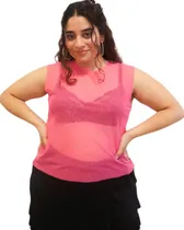 Comprar Tops Musculosa Tul Strass Mujer Transparencia Talles Grandes